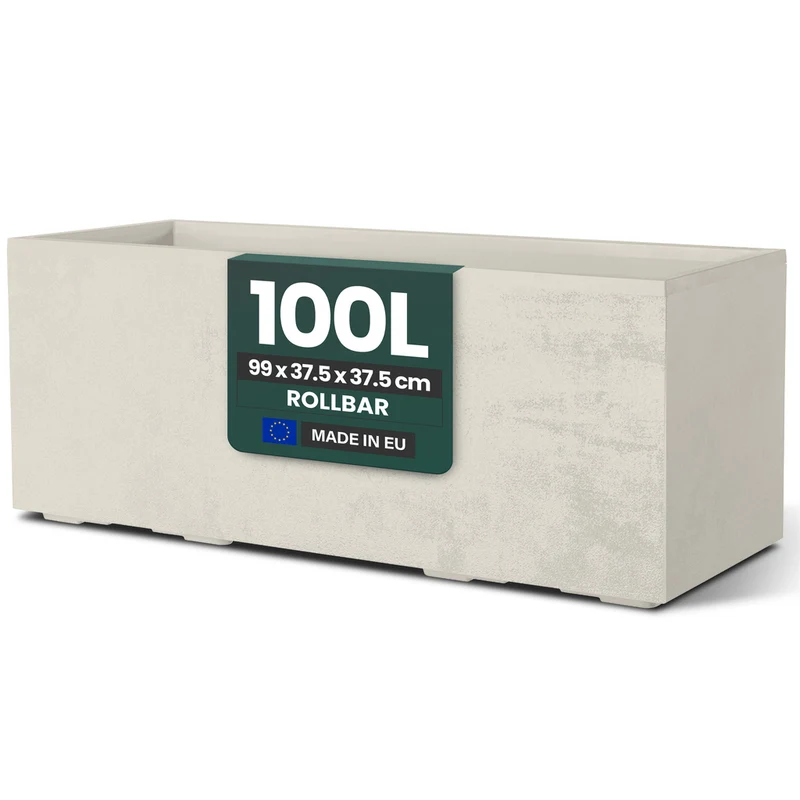 XL Pflanzkübel 'Millennium' 100 Liter, rechteckig in Creme Weiß