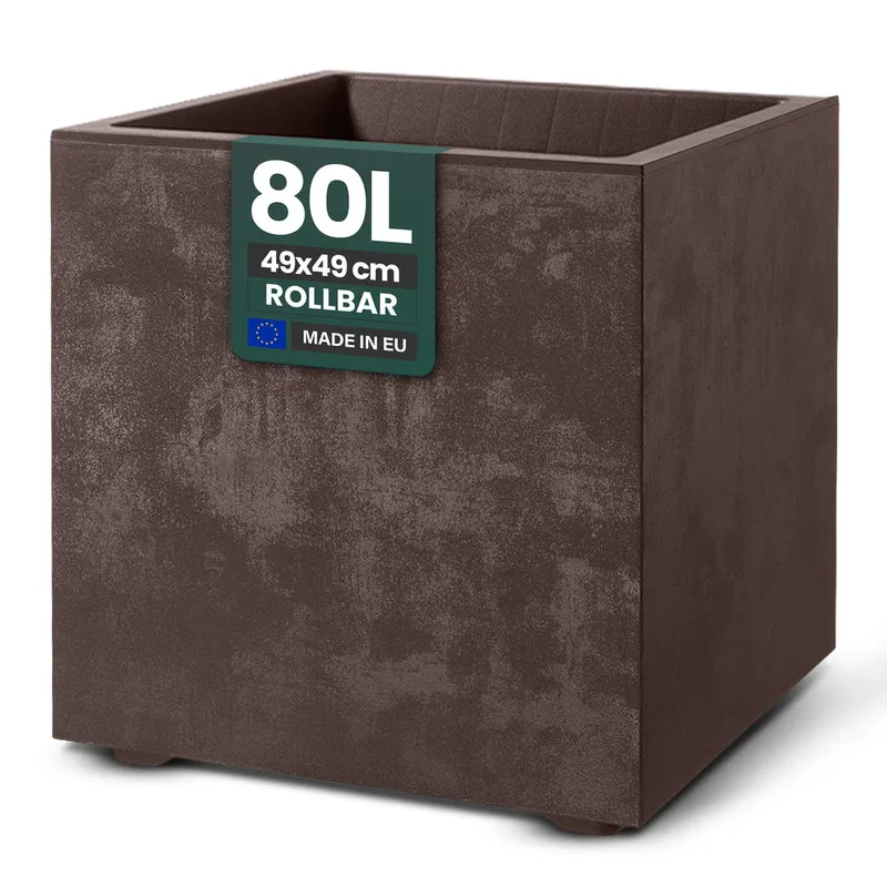 XL Pflanzkübel 'Millennium' 80 Liter, rollbar, eckig in Braun