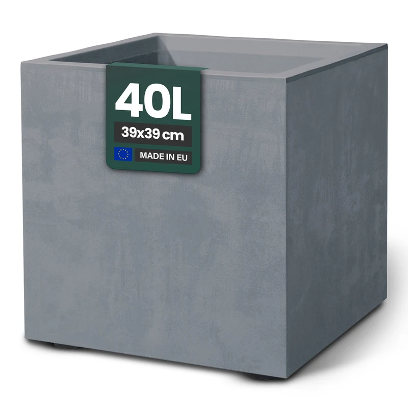 XL Pflanzkübel 'Millennium' 40 Liter, eckig in Grau