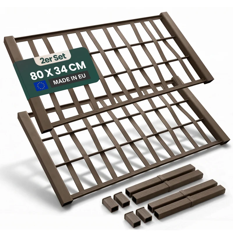 Set: 2 x Spalierrückwand - Breit - 80 x 34 cm - mit 2 Verbindern und Abdeckkappen für 'Ethica' (Farbe wählbar)
