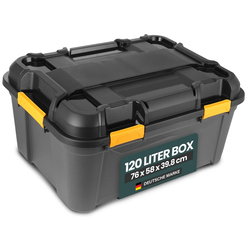 Wasserdichte Aufbewahrungsbox 'Bunker' 120 Liter mit Deckel - IPX7 (Set wählbar)