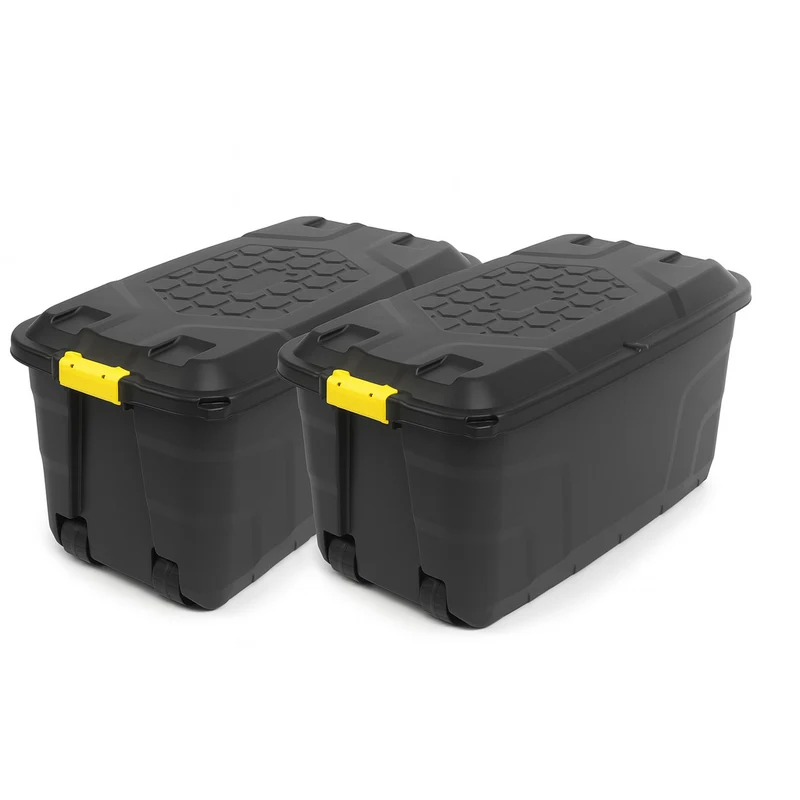 2 x Transportbox / Rollbox 'Heavy Duty' Schwarz/Gelb (Größe wählbar)