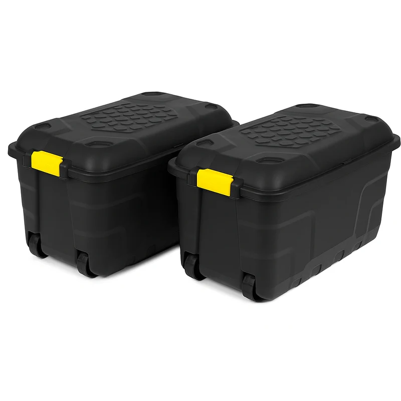 2 x Transportbox / Rollbox 'Heavy Duty' Schwarz/Gelb (Größe wählbar)
