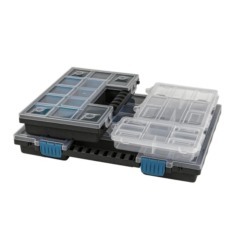 Organizer Set 4tlg.: Sortimentskästen in verschiedenen Größen (Schwarz/Blau/Transparent)