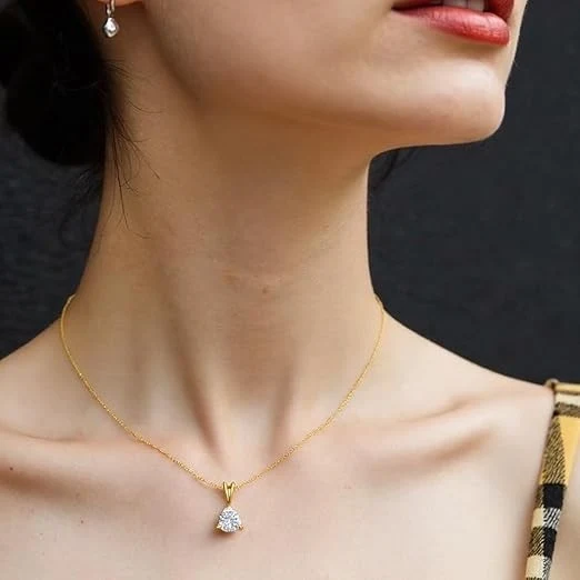 Damen Halskette 925 Silber vergoldet Zirkon Anhänger elegant Geschenk