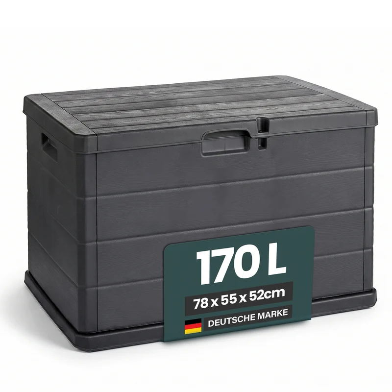 XXL Kissenbox 170 Liter (Holz Optik) in Anthrazit