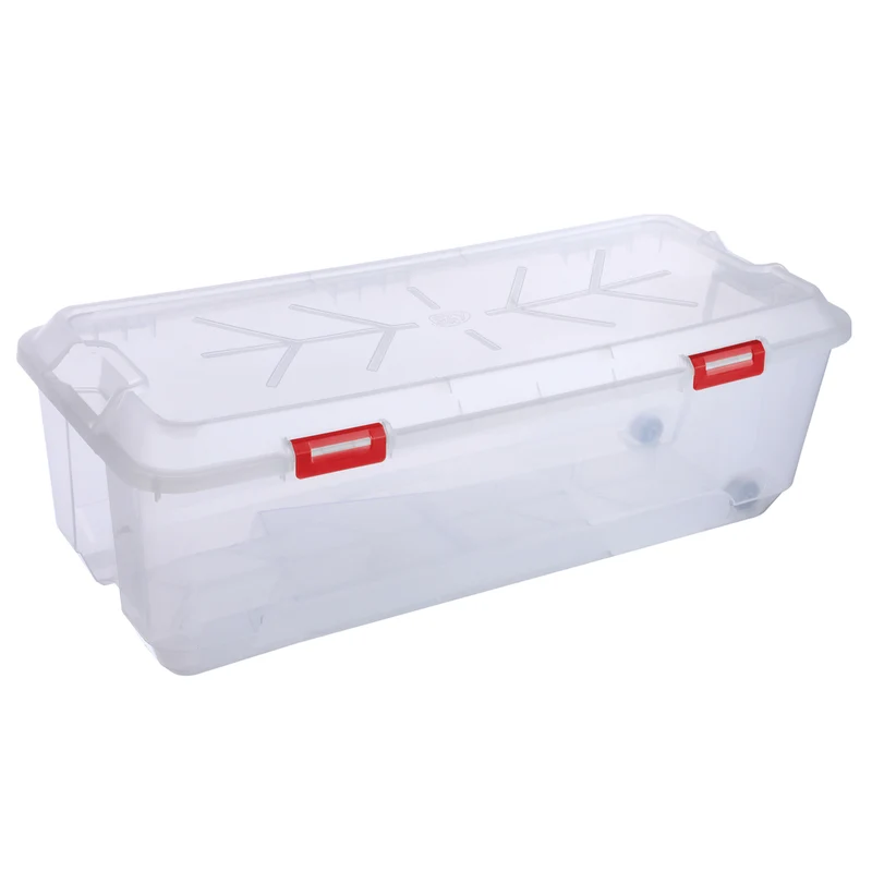 XXL Weihnachtsbaumbox mit Rollen - Transparente Kunststoffbox mit Deckel für Weihnachtsbaum, Weihnachtsdeko, Girlanden & Zubehör