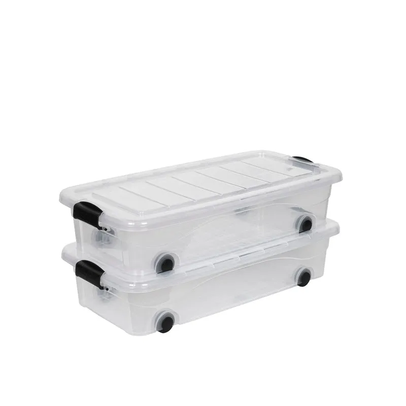 2 x Unterbett Box 30 Liter mit Deckel in Transparent