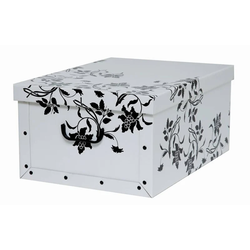 Set: 4 x Dekokarton - Motiv: Blumen Barock, Weiss