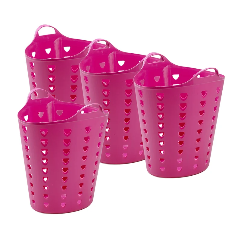 4 x Flexibler Tragekorb 65 Liter in Pink