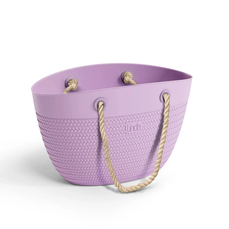 Kunststoff Tragetasche / Tragekorb "LINDA" in Rattan Optik mit Kordelgriff