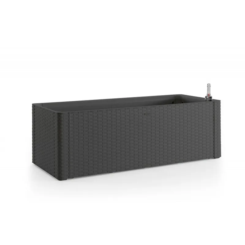 Set: 2 x XL PFLANZKASTEN mit Wasserspeicher Rattan (breite Version) Farbe: Anthrazit