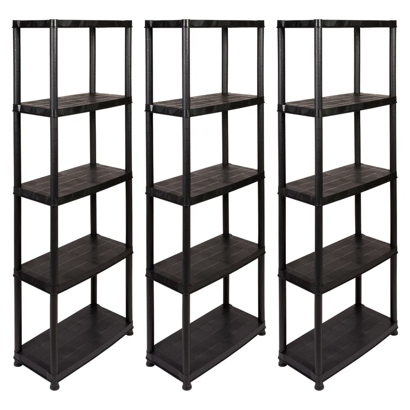 3 x PRIMO PLUS - Kunststoffregal 12 Zoll (Schwarz)