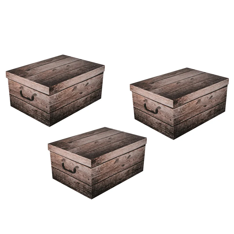 3 x Dekokarton - Motiv: Holz Grau (Shabby Wood)