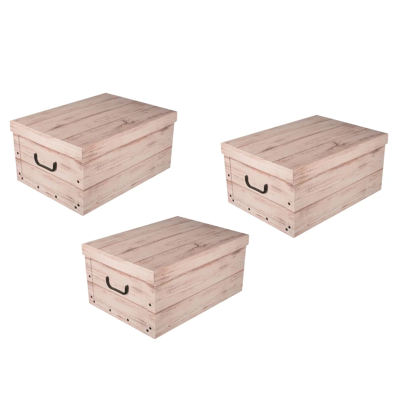 3 x Dekokarton - Motiv: Holz Weiß (White Wood)