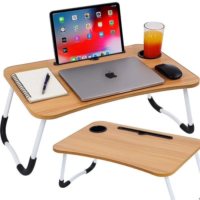 Laptoptisch 60x40 cm klappbar tragbarer Notebooktisch für Bett Sofa Homeoffice Braun