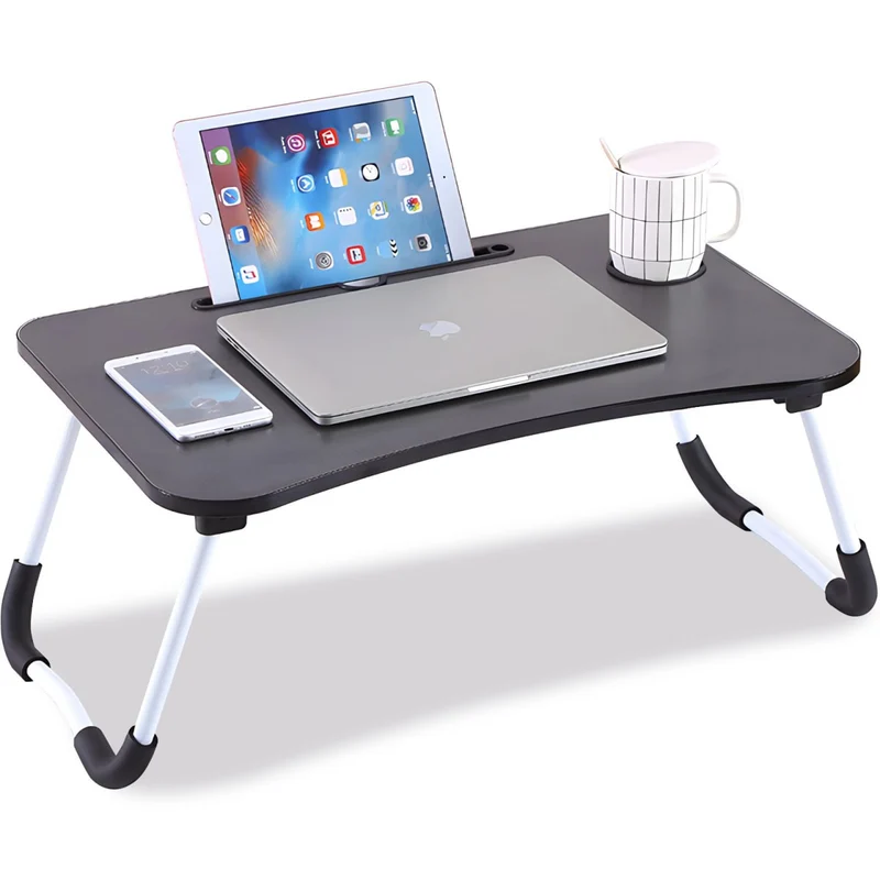 Klappbarer Laptoptisch 60x40 cm Betttisch Laptop Tablett Tisch für Sofa Schwarz