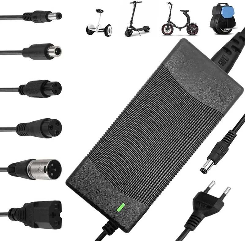Ladegeräte für Scooter, 42V 2A Hoverboard Ladekabel mit 6 Anschlüssen, E Scooter Ladegerät, Kompatibel mit Ninebot, Xiaomi M365, M365 Pro, Pro2, Mi 3 und Mehr Scooter/Hoverboard/Fahrrad