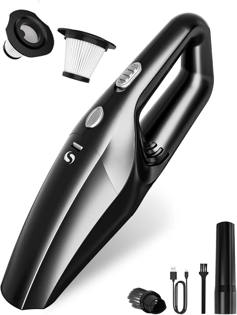 Kabelloser Handstaubsauger mit HEPA-Filter – Akku Auto Staubsauger USB-C für Auto, Haus & Büro