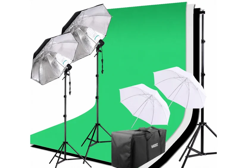 Fotostudio Set Hintergrundsystem 2x3m mit 135W LED Studioleuchte