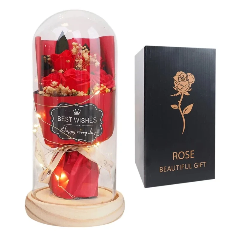 Ewige Rose im Glas LED Beleuchtung Schöne Biest Geschenk Valentinstag Frauen
