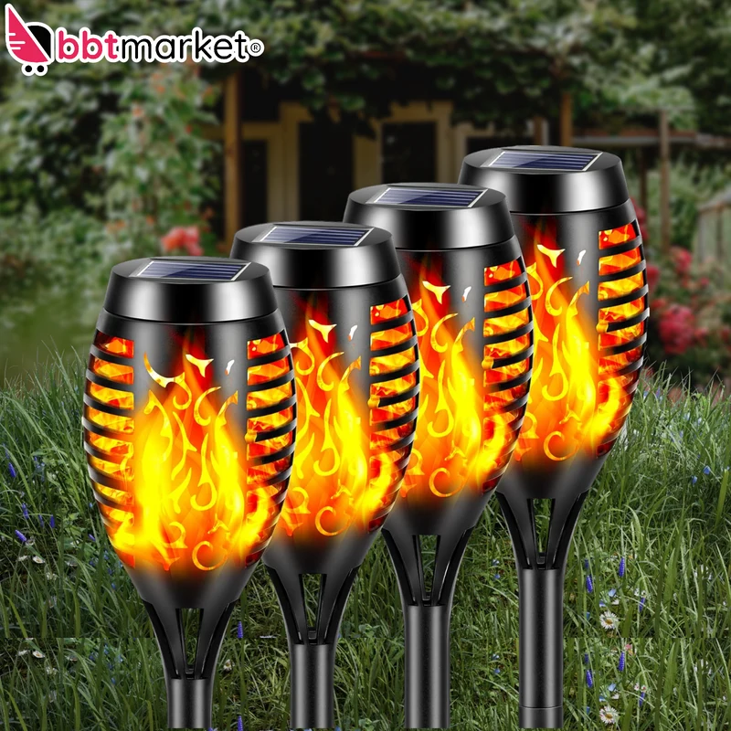 Solar Fackeln 4er Set – LED Gartenleuchten mit Flammeneffekt Außen IP65