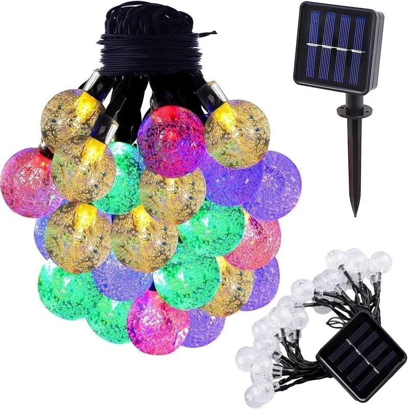 Solar LED Lichterkette 4,5 m mit 20 LEDs – Mehrfarbig, 8 Leuchtmodi, IP44 für Garten, Balkon & Terrasse