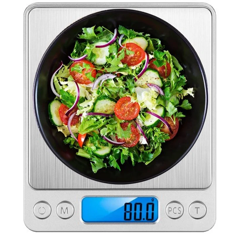 Digitale Küchenwaage 0,1g-500g Genauigkeit LCD Display mit 2 Schalen & Tara