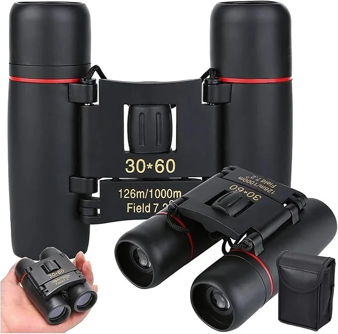 30x60 Kompakt Fernglas mit 12x Zoom Klappbar für Reisen Outdoor Jagd Camping