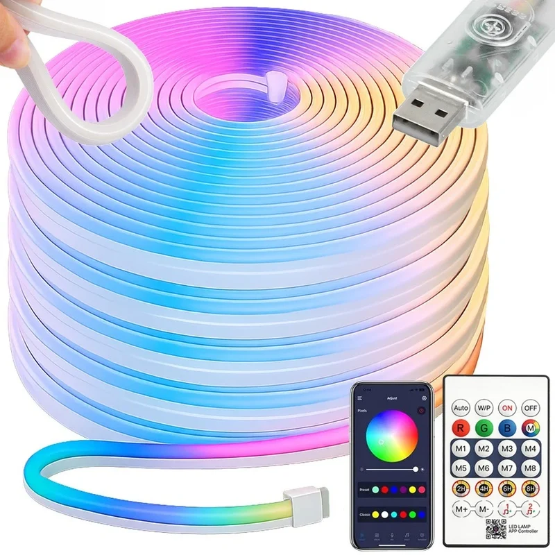 3-30M Neon LED Strip Streifen RGB Flex Schlauch diffus Lichtband Dimmbar mit APP