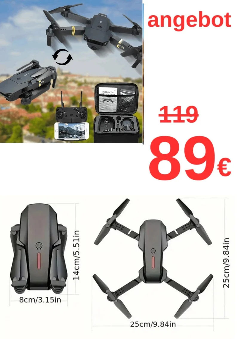 Mini-Drohne mit HD-Kamera 1080p – faltbar, GPS, Geschenk für Kinder