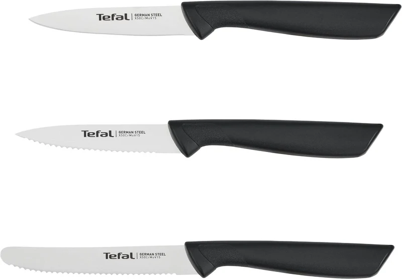 Tefal K2733S Colorfood Messerset – 3-teilig, Edelstahl, Universal- & Schälmesser