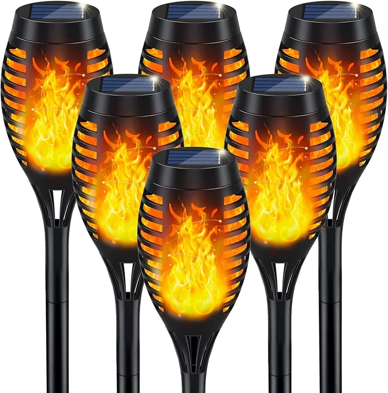 Solar Fackeln 6 Stück Garten – LED Solarleuchten flackernd für Außen