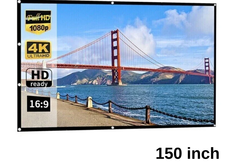 150 Zoll Beamer Leinwand 16:9 HD – Faltbare Projektor Leinwand für Heimkino, Gartenkino, Camping und Outdoor Projektion