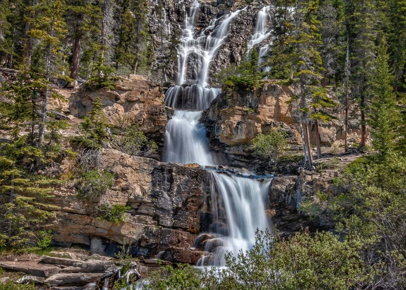 Cascading Mountain Waterfall