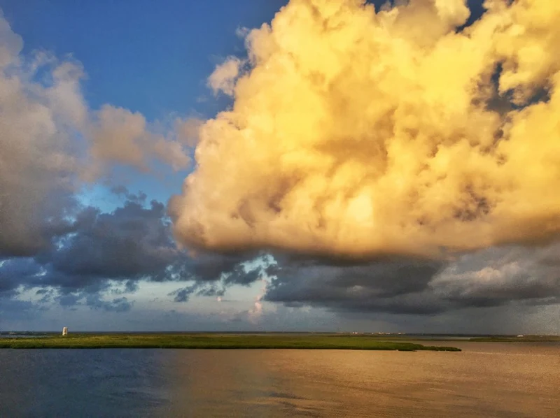 Golden Stormy Marsh Sky