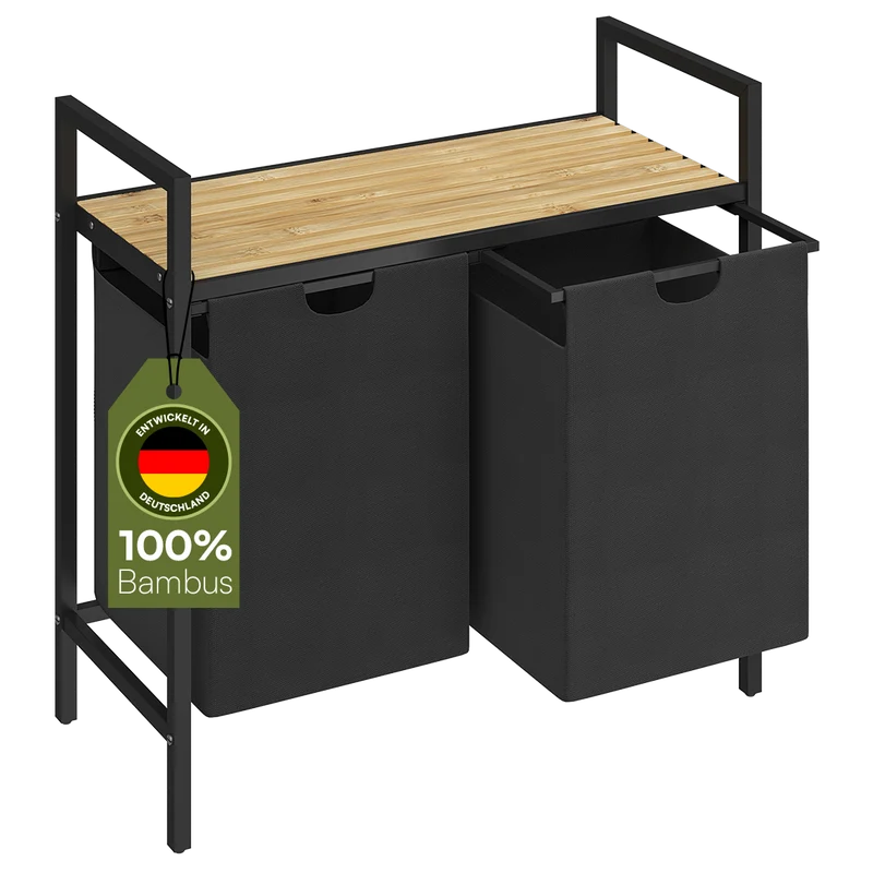 Wäschesammler 'Rigil' Bambus-Ablage