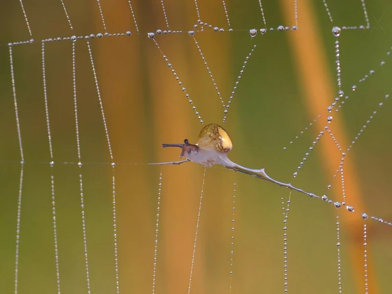 Snail on a Beaded Web