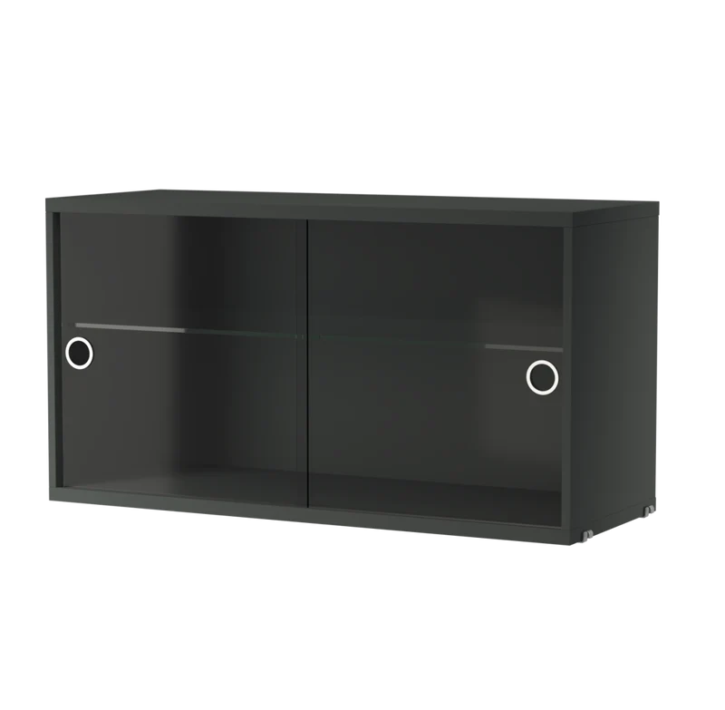 Schrank mit Glas-Schiebetüren 78x30cm Dunkelgrau – String Furniture
