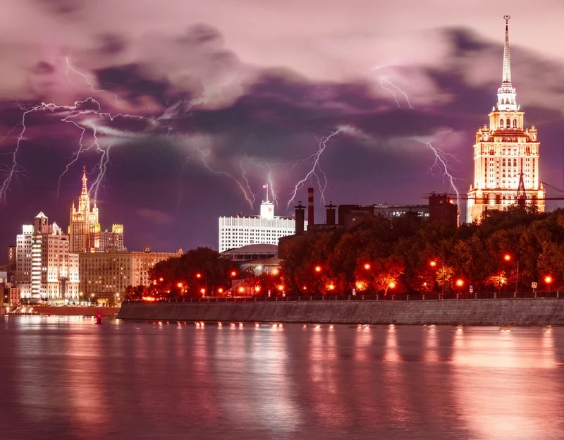 Lightning Strikes Moscow Night