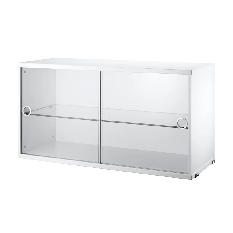 Schrank mit Glas-Schiebetüren 78x30cm Weiß – String Furniture