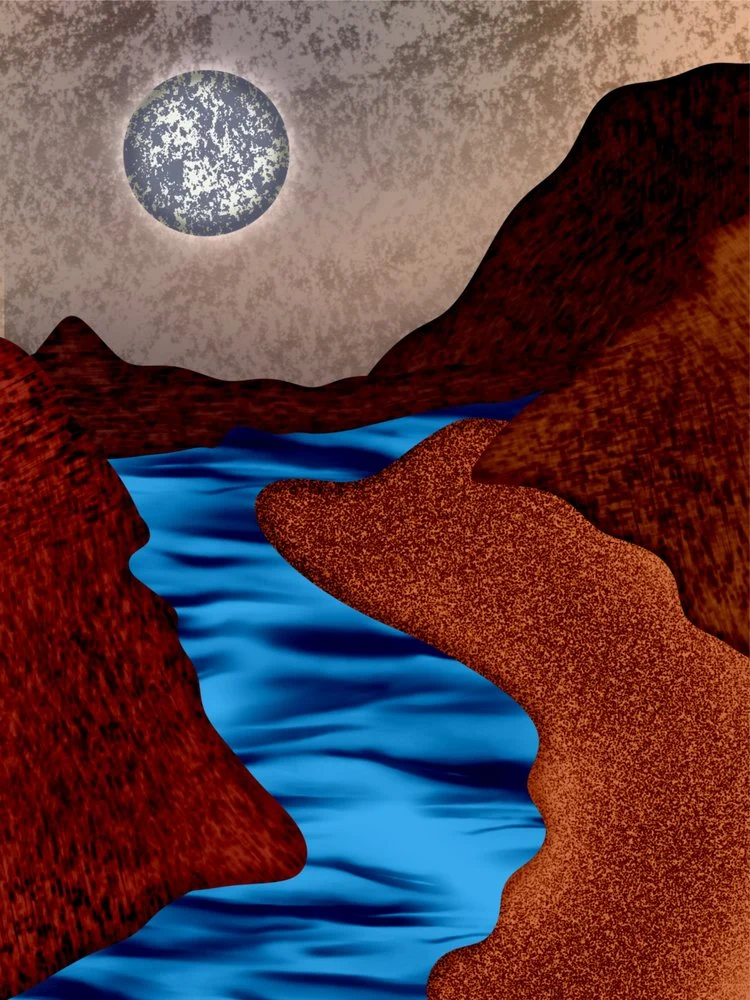 Moonlit Canyon River