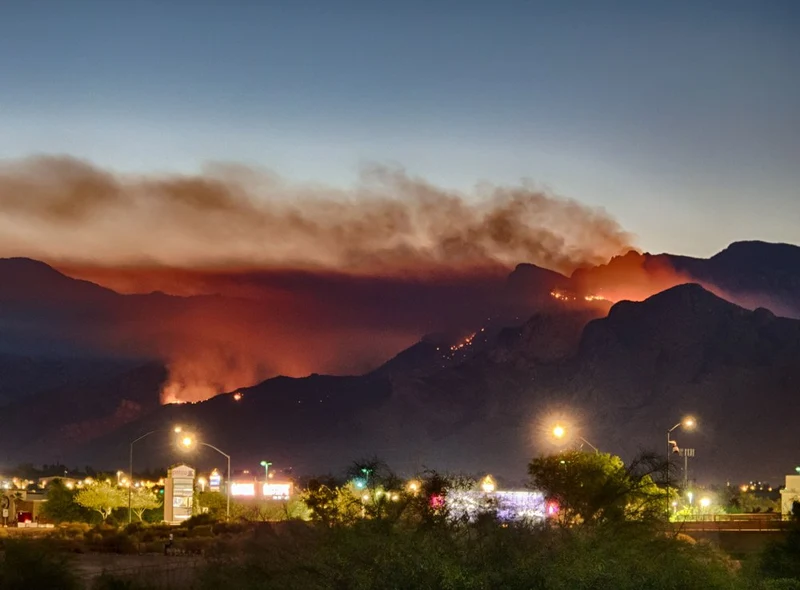 Fire and Smoke Over Mountains