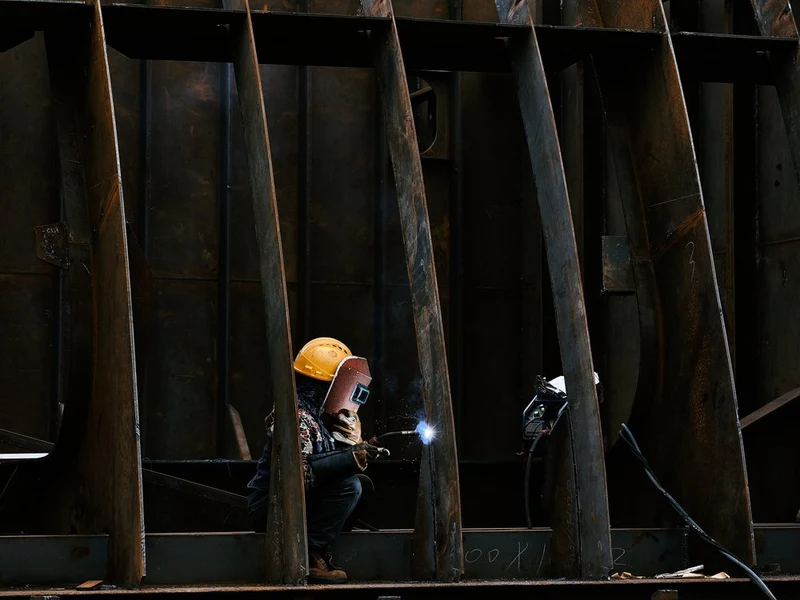 Industrial Welder At Work