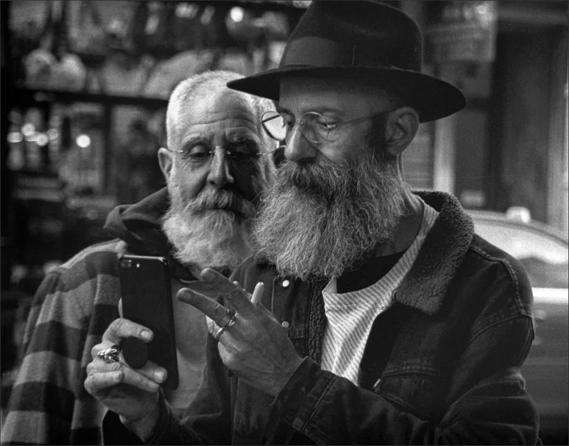 Bearded Men Phone Focus