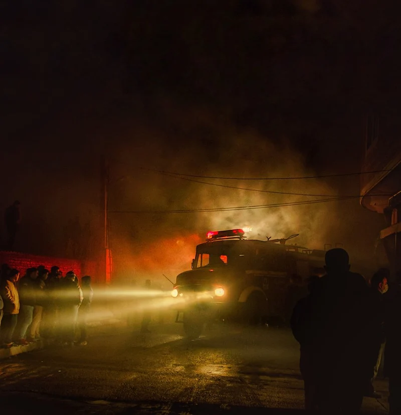 Glowing Fire Truck Night