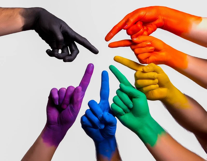 Colorful Pointing Hands