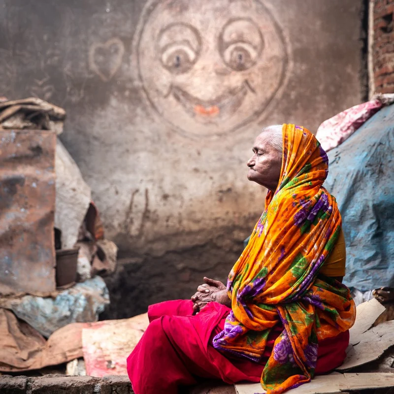 Pensive Woman Smiling Wall