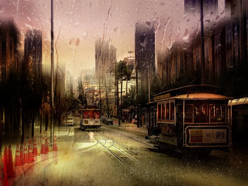 San Francisco Cable Car Rain