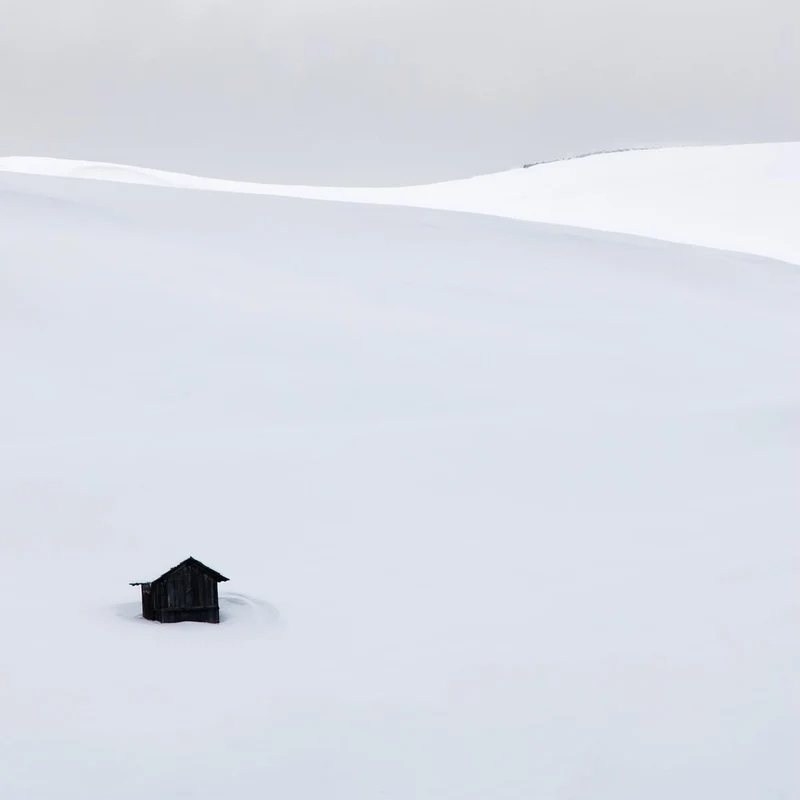 Isolated Winter Cabin